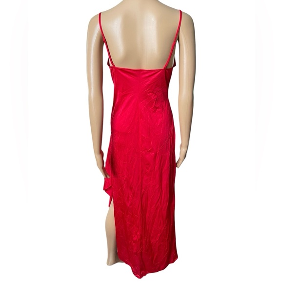 Lady Cameo Vintage 70s Red Sheer Floral Lace High Slit Lingerie Maxi Slip Dress - Picture 3 of 7